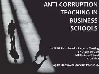 ANTI-CORRUPTION TEACHING IN BUSINESS SCHOOLS