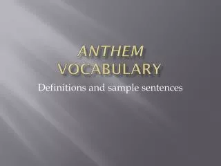 Anthem Vocabulary