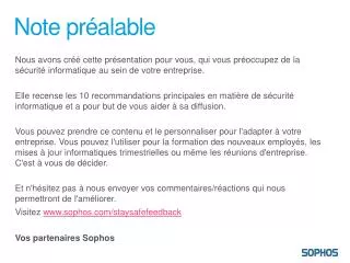 note pr alable