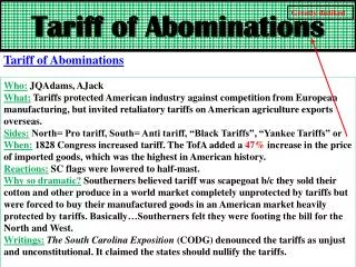 Tariff of Abominations