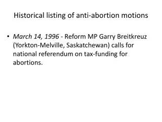 Historical listing of anti-abortion motions