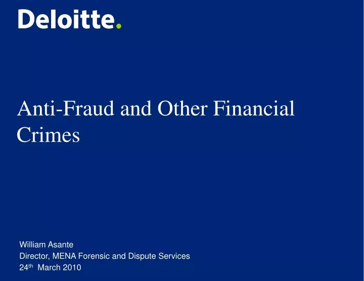 anti fraud and other financial crimes