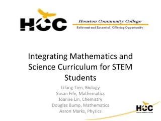 Integrating Mathematics and Science Curriculum for STEM Students