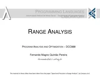Range Analysis