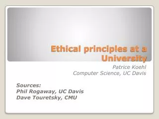 Ethical principles at a University