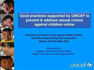 Good practices supported by UNICEF to prevent &amp; address sexual crimes against children online