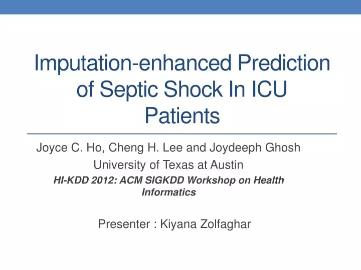 imputation enhanced prediction of septic shock in icu patients