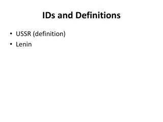 ids and definitions