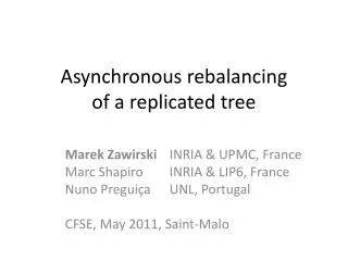 Asynchronous rebalancing of a replicated tree