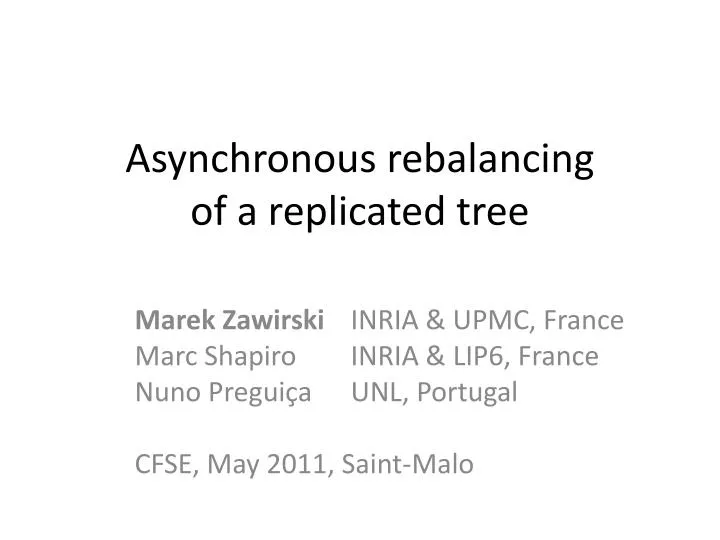 asynchronous rebalancing of a replicated tree