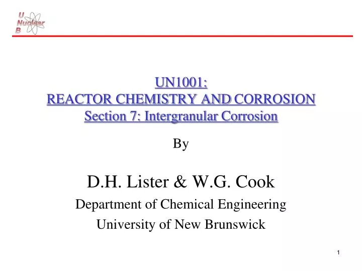 un1001 reactor chemistry and corrosion section 7 intergranular corrosion