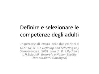 definire e selezionare le competenze degli adulti