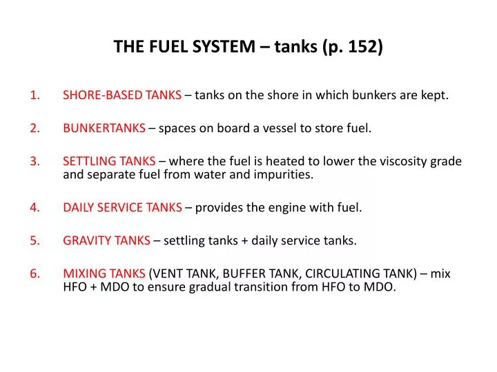 the fuel system tanks p 152