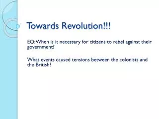 Towards Revolution!!!