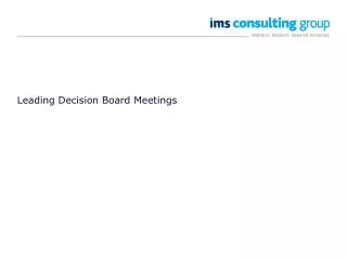 Leading Decision Board Meetings
