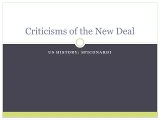 Criticisms of the New Deal