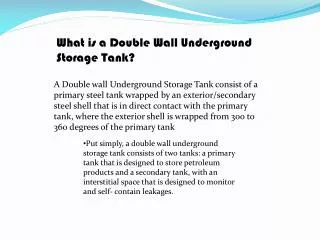 What is a Double Wall Underground Storage Tank?