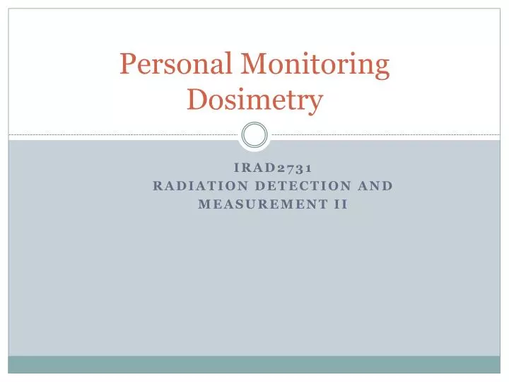 personal monitoring dosimetry