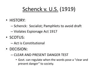 Schenck v. U.S. (1919)