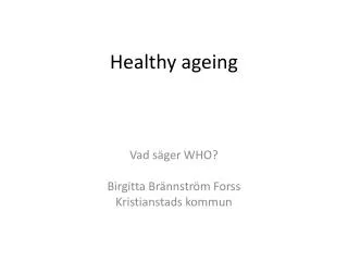 healthy ageing