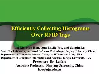 Efficiently Collecting Histograms Over RFID Tags