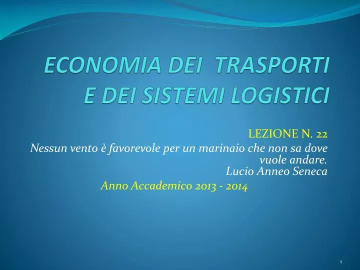 economia dei trasporti e dei sistemi logistici