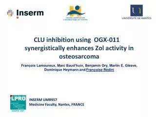CLU inhibition using OGX-011 synergistically enhances Zol activity in osteosarcoma
