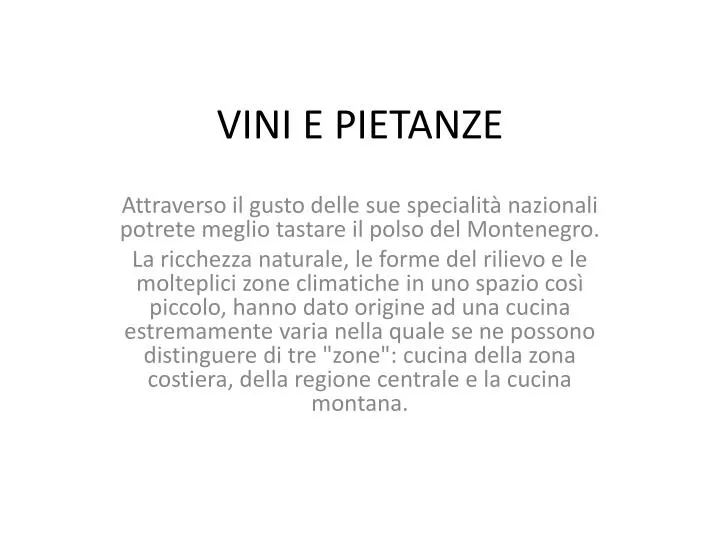 vini e pietanze