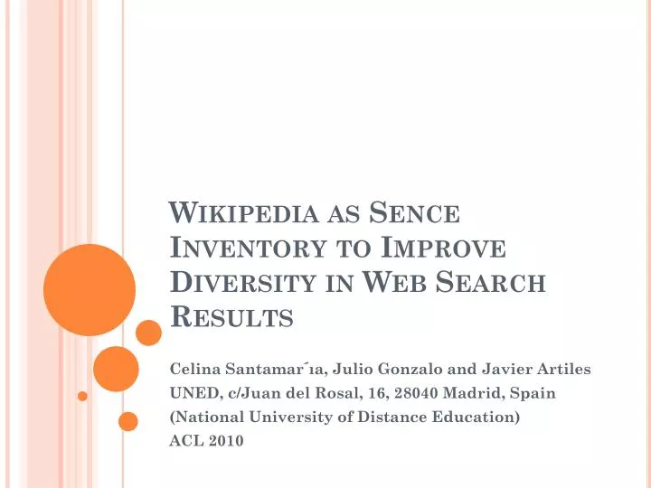 wikipedia as sence inventory to improve diversity in web search results