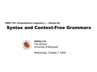 Syntax and Context-Free Grammars