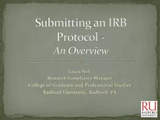 Submitting an IRB Protocol - An Overview