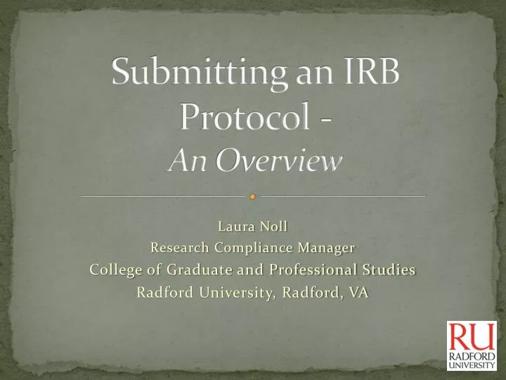 submitting an irb protocol an overview