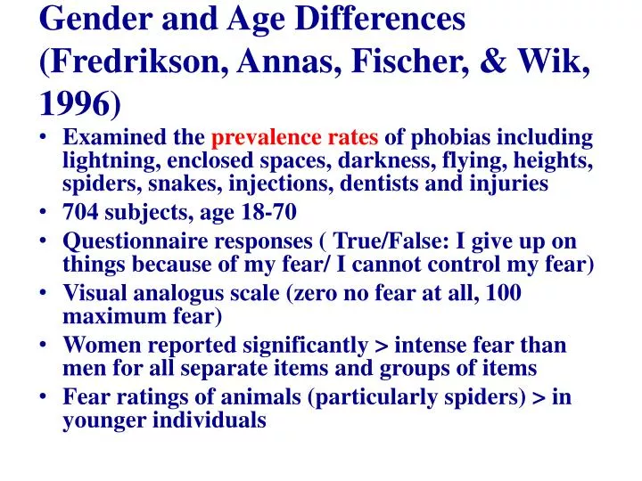 gender and age differences fredrikson annas fischer wik 1996
