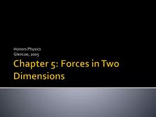 Chapter 5: Forces in Two Dimensions