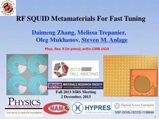 RF SQUID Metamaterials For Fast Tuning
