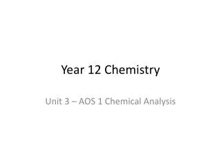 Year 12 Chemistry