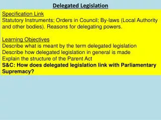 Delegated Legislation