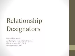 Relationship Designators