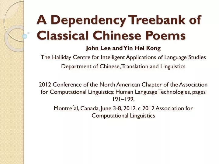 a dependency treebank of classical chinese poems