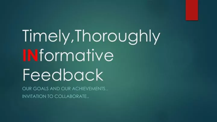 timely thoroughly in formative feedback