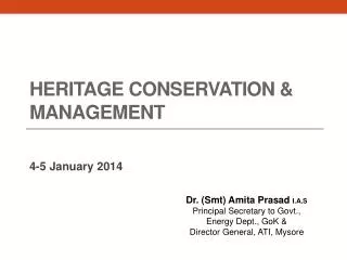 Heritage Conservation &amp; Management