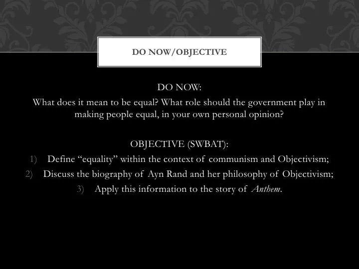 do now objective