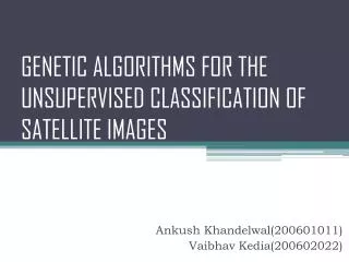 GENETIC ALGORITHMS FOR THE UNSUPERVISED CLASSIFICATION OF SATELLITE IMAGES