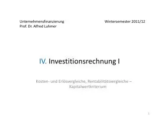 iv investitionsrechnung i