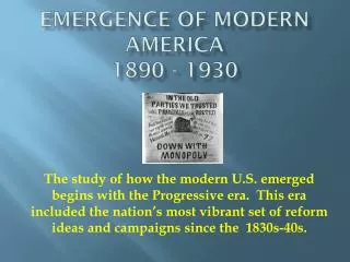 Emergence of Modern America 1890 - 1930