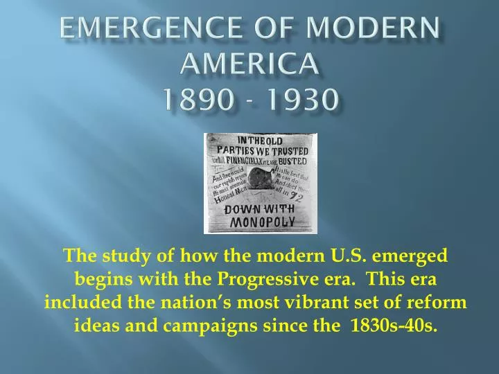 emergence of modern america 1890 1930