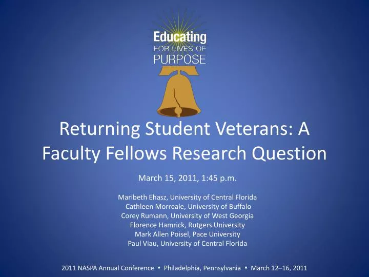 returning student veterans a faculty fellows research question