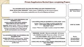 Private Supplications Recited Upon completing Prayers