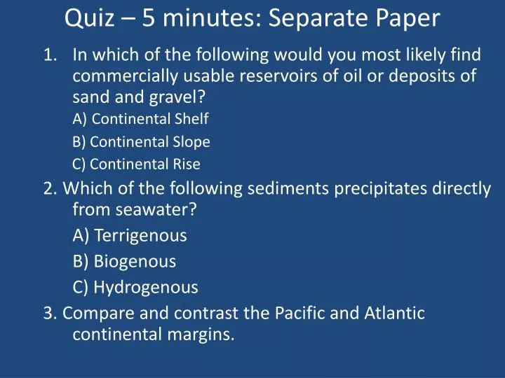 quiz 5 minutes separate paper