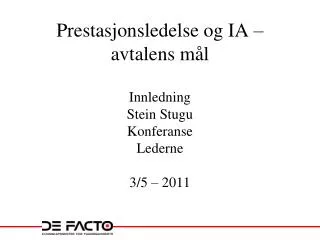 prestasjonsledelse og ia avtalens m l